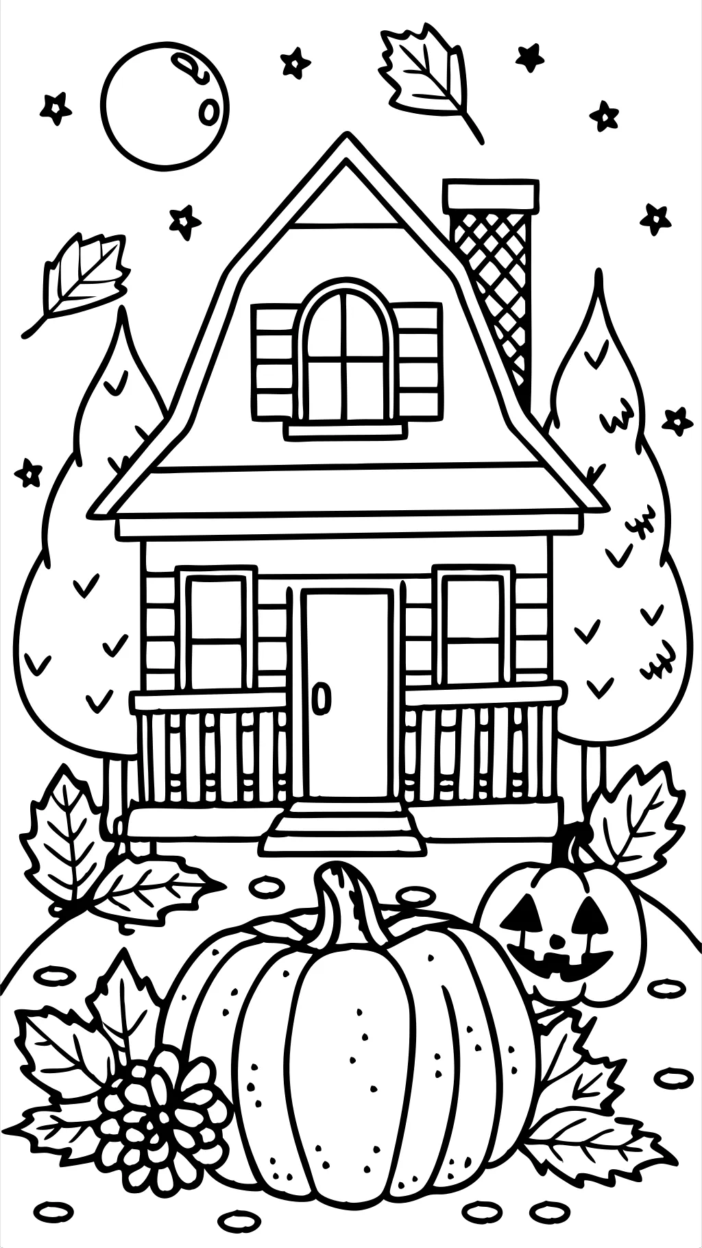 inspo fall house coloring page colored